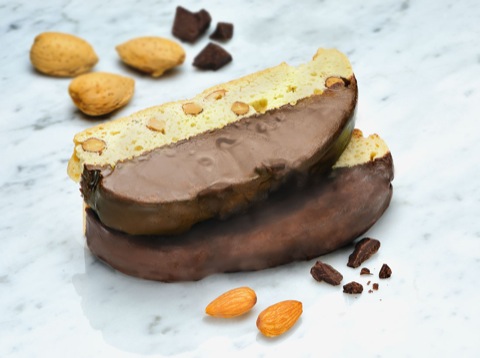 Mezzaluna Biscotti | Dipped Chocolate Almond