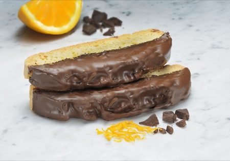Mezzaluna Biscotti | Belgian Chocolate Dipped Outrageous Orange