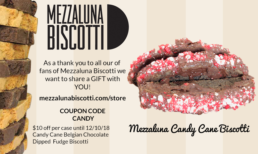 Mezzaluna Candy Cane Biscotti Promo Code Belgian Chocolate Fudge Dipped