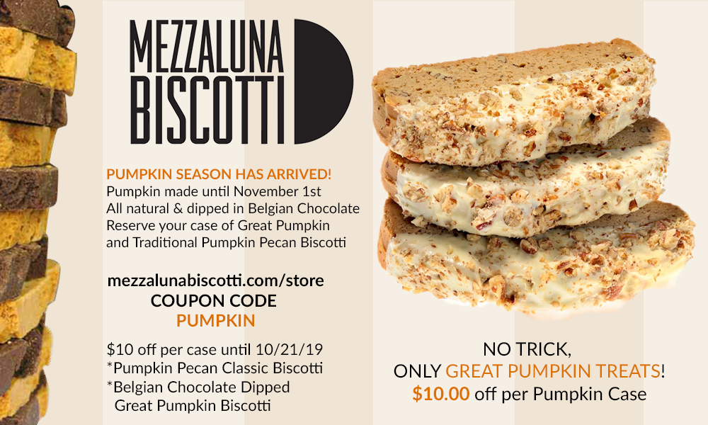 Mezzaluna Biscotti Pumpkin Spice Pecan Sale | Great Pumpkin Bisccotti | Traditional Pumpkin Biscotti